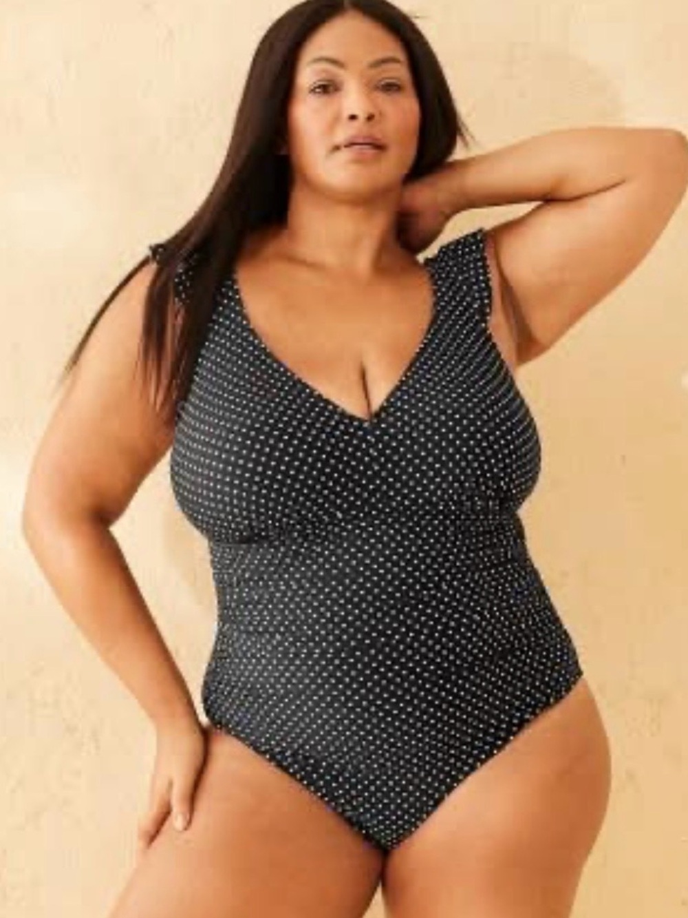 Shade & Shore Black with White Polka Dot One-Piece Swimsuit